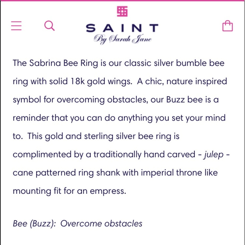 NWOT SAINT Sarah Jane Bee Ring 18k gold&sterling - Picture 3 of 10